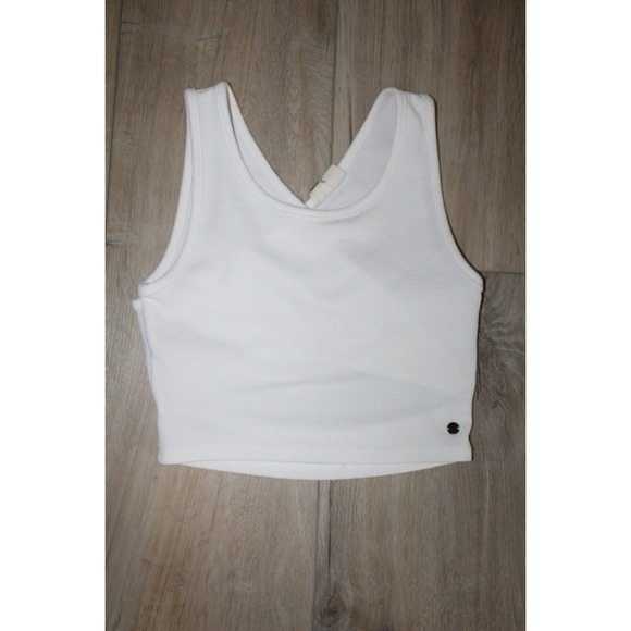 Roxy Tops - White Ribbed Tank Crop Top - Unbranded